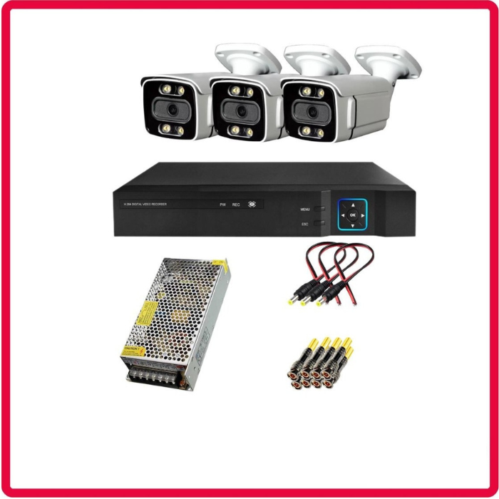 دوربین های مداربسته پک کامل 3عددی/دید در شب رنگی/هارد ذخیره 500 /کابل رایگان